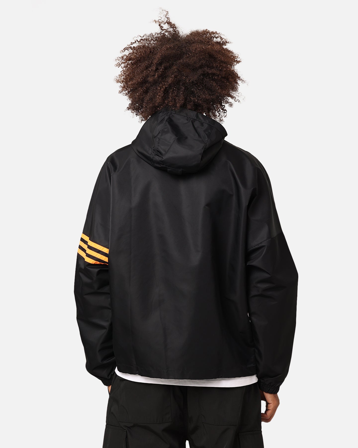 Adidas Neuclassics+ Dual Zip Windbreaker Jacket - Black/Semi Impact Orange - Lightweight Water-Resistant Windbreaker for Running, Hiking & Outdoor Sports