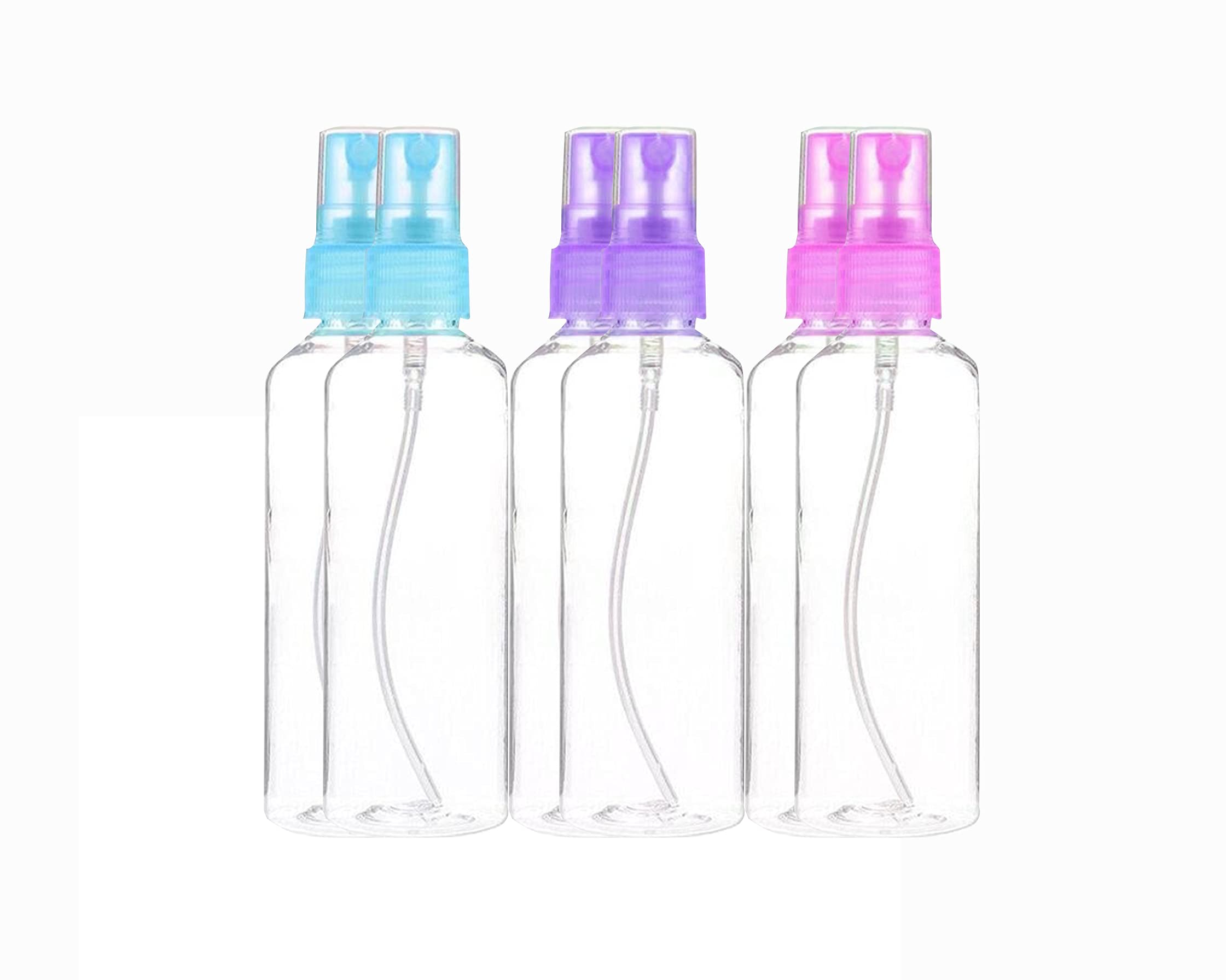 House of Quirk 6-Pack 100ml (3.4oz) Empty Mist Spray Bottles for Essential Oils, Perfumes, Hair Care & Travel - Multicolor Small Spray Containers for DIY, Aromatherapy & Home Use