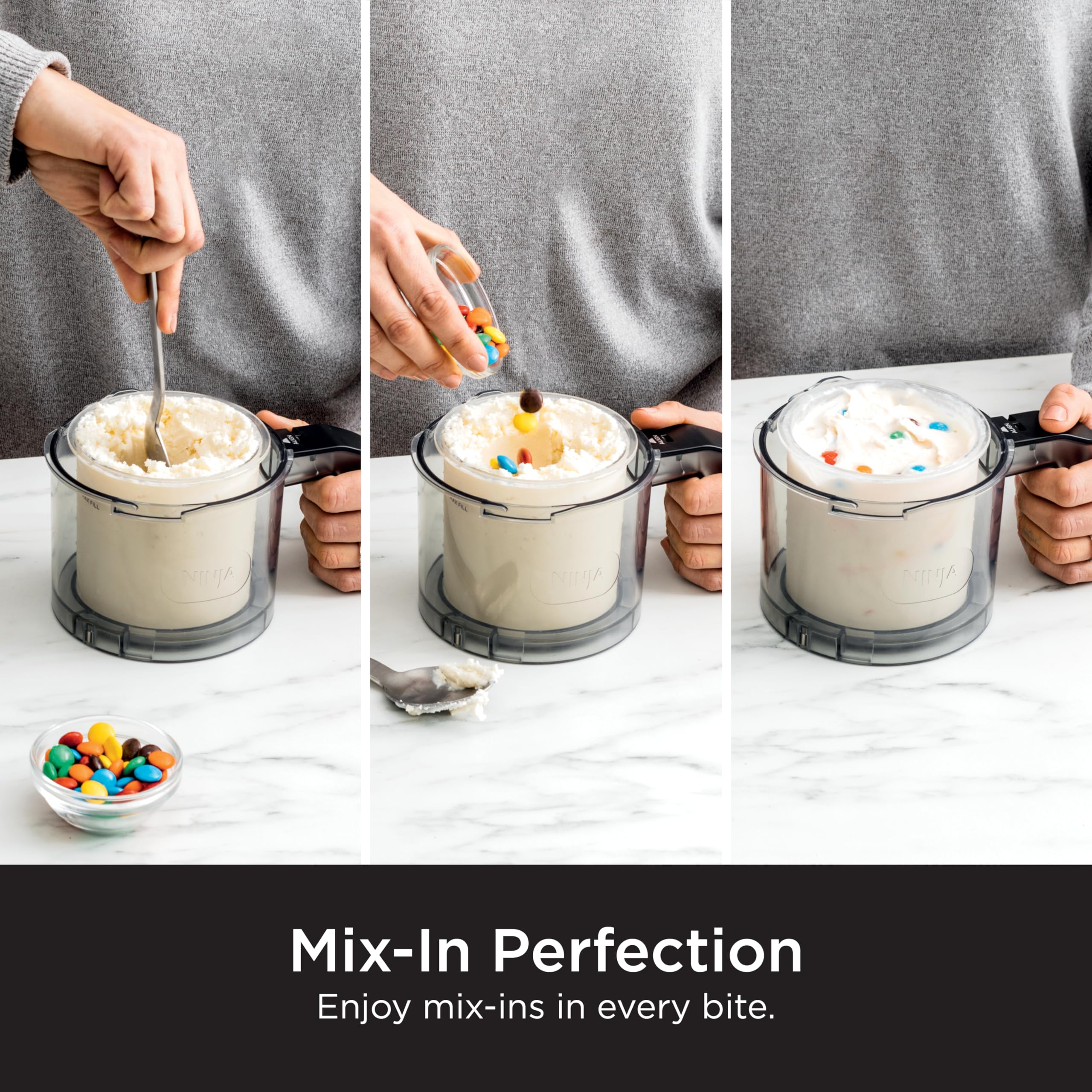 Ninja NC301 CREAMi Ice Cream Maker - 7 One-Touch Programs for Gelato, Sorbet, Milkshakes, Smoothie Bowls & More with 2 Pint Containers & Lids | Compact Frozen Dessert Machine for Home, Kitchen, Parties & Kids | Silver