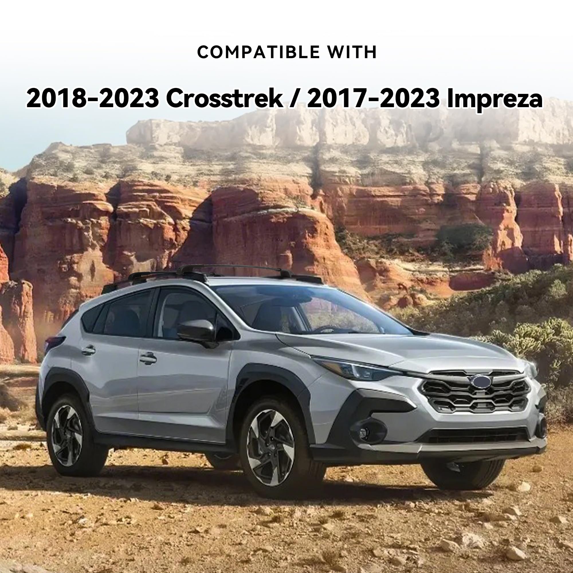 **2018-2023 Subaru Crosstrek & 2017-2023 Impreza Roof Rack Cross Bars – 220LBS Capacity, Heavy-Duty Aluminum, Anti-Corrosion, Lockable – Fits Luggage, Kayaks, Bicycles, Snowboards – Perfect for Road Trips & Outdoor Adventures**