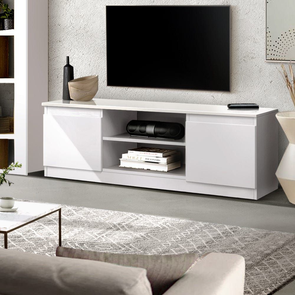 Artiss Anita 120cm White TV Stand with Storage - Modern Entertainment Center for Living Room, Bedroom & Home Theater