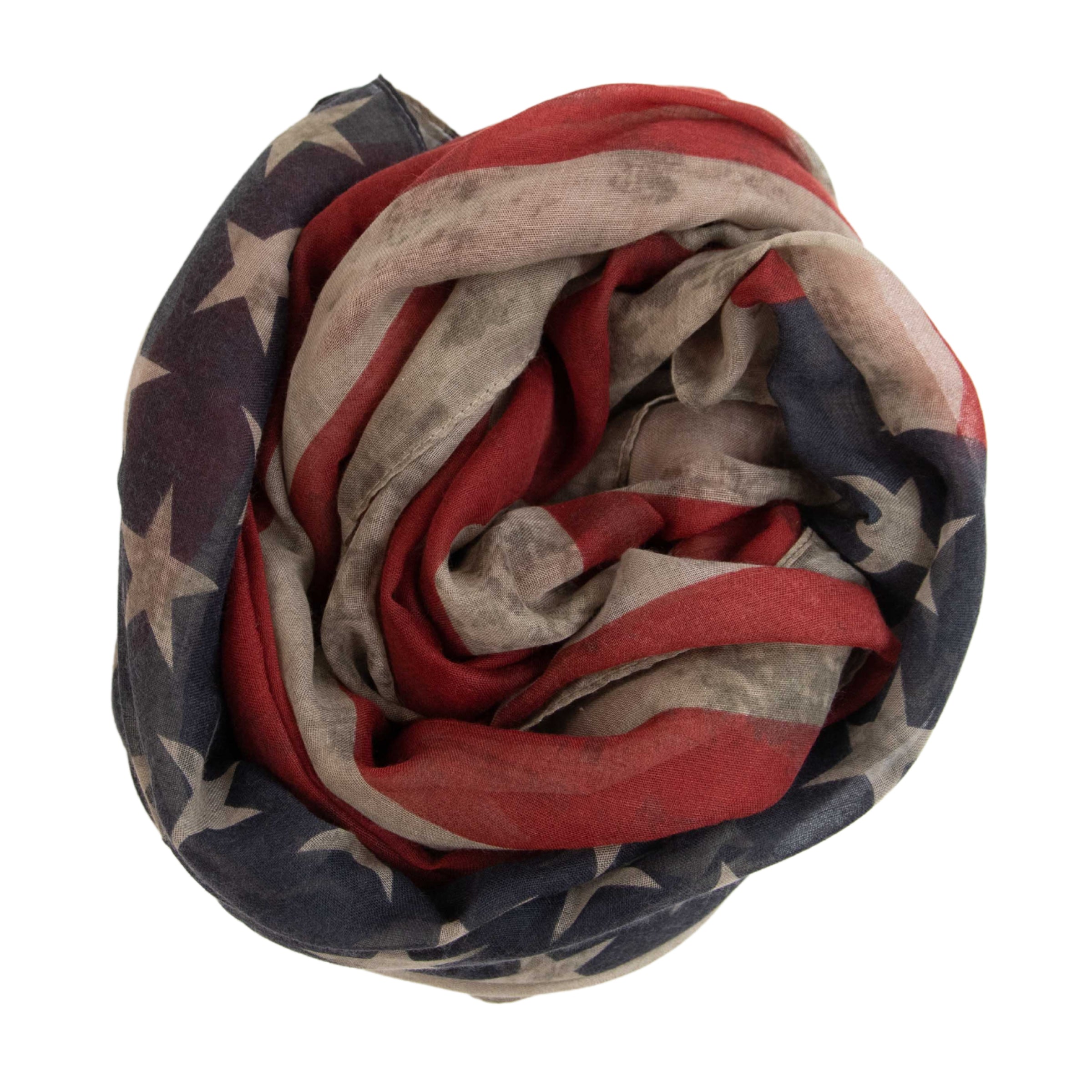 Women's Distressed Woven American Flag Scarf - Stylish Patriotic Fashion Accessory for Everyday Wear, Outdoor Activities & Special Events
