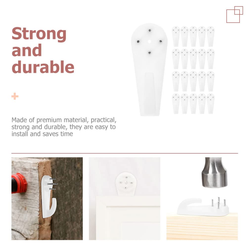 Operitacx 100pcs Heavy Duty Wall Hooks - No Drill Picture Hangers with Invisible Nails for Concrete, Stucco & Cement Walls - Perfect for Hanging Photos, Artwork, Mirrors & Home Decor