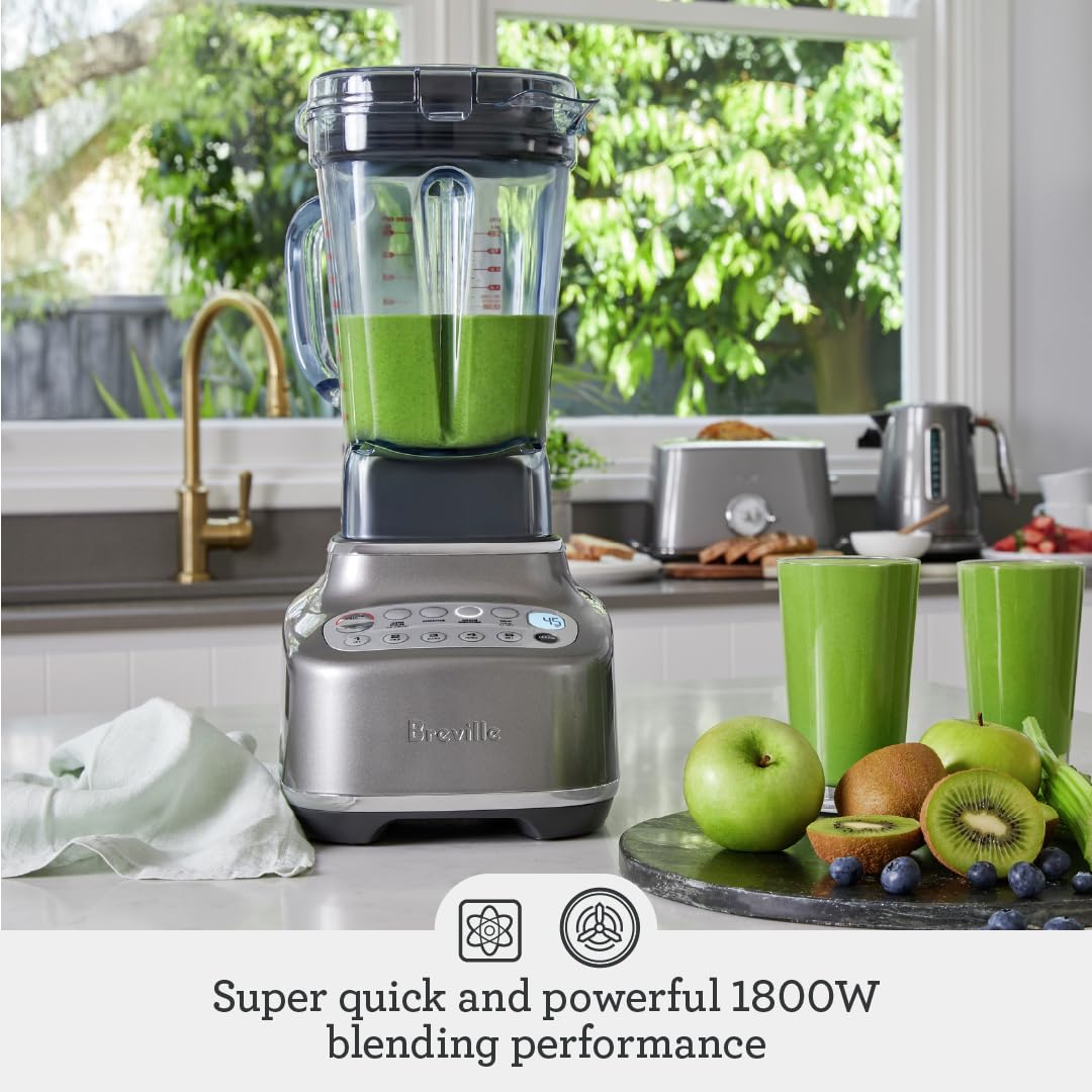 Breville BBL820SHY Q Commercial-Grade Home Blender - 64oz Pitcher, 1800W Motor, Smoked Hickory Finish - Perfect for Smoothies, Soups & Nut Butters