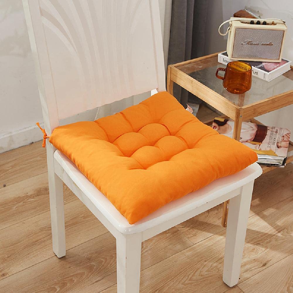 WDSF Thick Comfortable Chair Cushion - 16x16 Inch Soft Seat Pad for Indoor & Outdoor Use - Home, Office, Dining, Kitchen, Car, Patio, Garden Furniture - Orange (40x40cm) - Perfect for Relaxing, Reading & Decorating