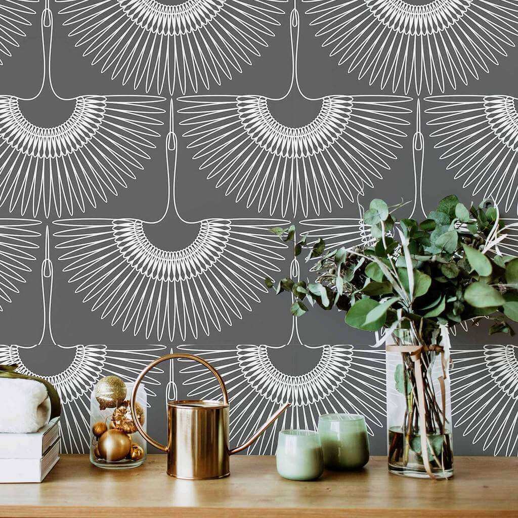 Black and White Birds Peel and Stick Removable Wallpaper - Self-Adhesive Decorative Wall Mural for Bedroom, Nursery, Living Room - Easy to Apply & Remove - Perfect for Home Decor and Accent Walls
