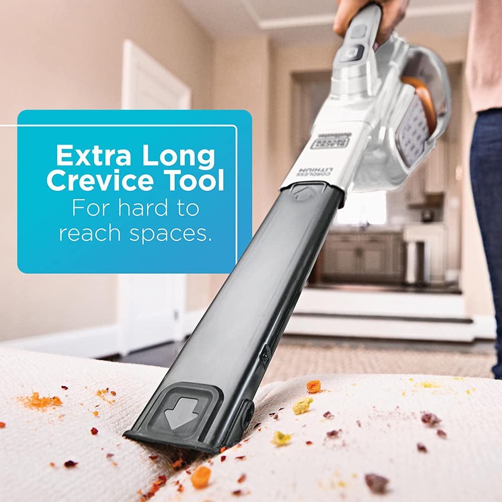 BLACK+DECKER Dustbuster AdvancedClean+ Cordless Handheld Vacuum Cleaner - Powerful 20V Lithium Battery, Lightweight & Portable for Quick Cleanups - Ideal for Home, Car, Stairs, Pet Hair (HHVK320J10, White)