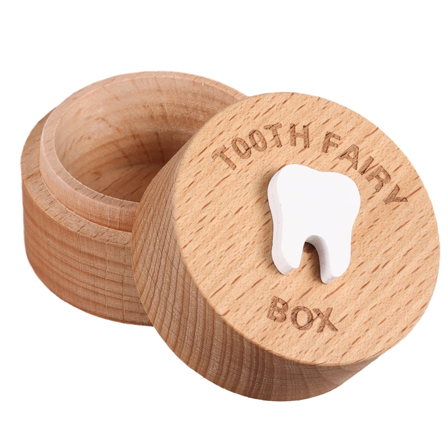 LUTER 3D Engraved Wooden Tooth Fairy Box - Cute Keepsake Storage Container for Lost Baby Teeth | Perfect Gift for Boys & Girls | Collect & Store Teeth Under Pillow for Tooth Fairy Tradition
