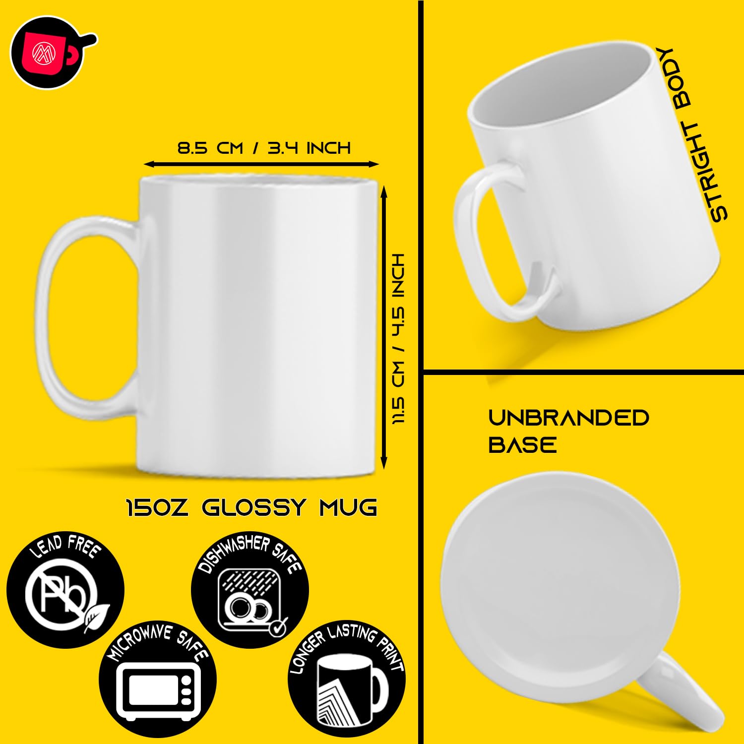 15oz Sublimation Blank Ceramic Mugs - 24 Pack with Gift Boxes - Customizable Coffee Cups for DIY Printing, Gifts & Office Use - TWISTED ENVY Brand
