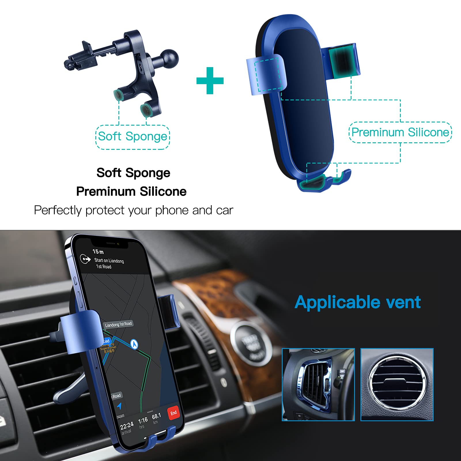 Upgraded Wipalor Car Phone Holder Mount - Auto-Clamp Dashboard & Windshield Mount, Air Vent Cell Phone Holder with Long Arm & Strong Suction - Compatible with iPhone, Samsung & More - Perfect for Hands-Free Driving & GPS Navigation
