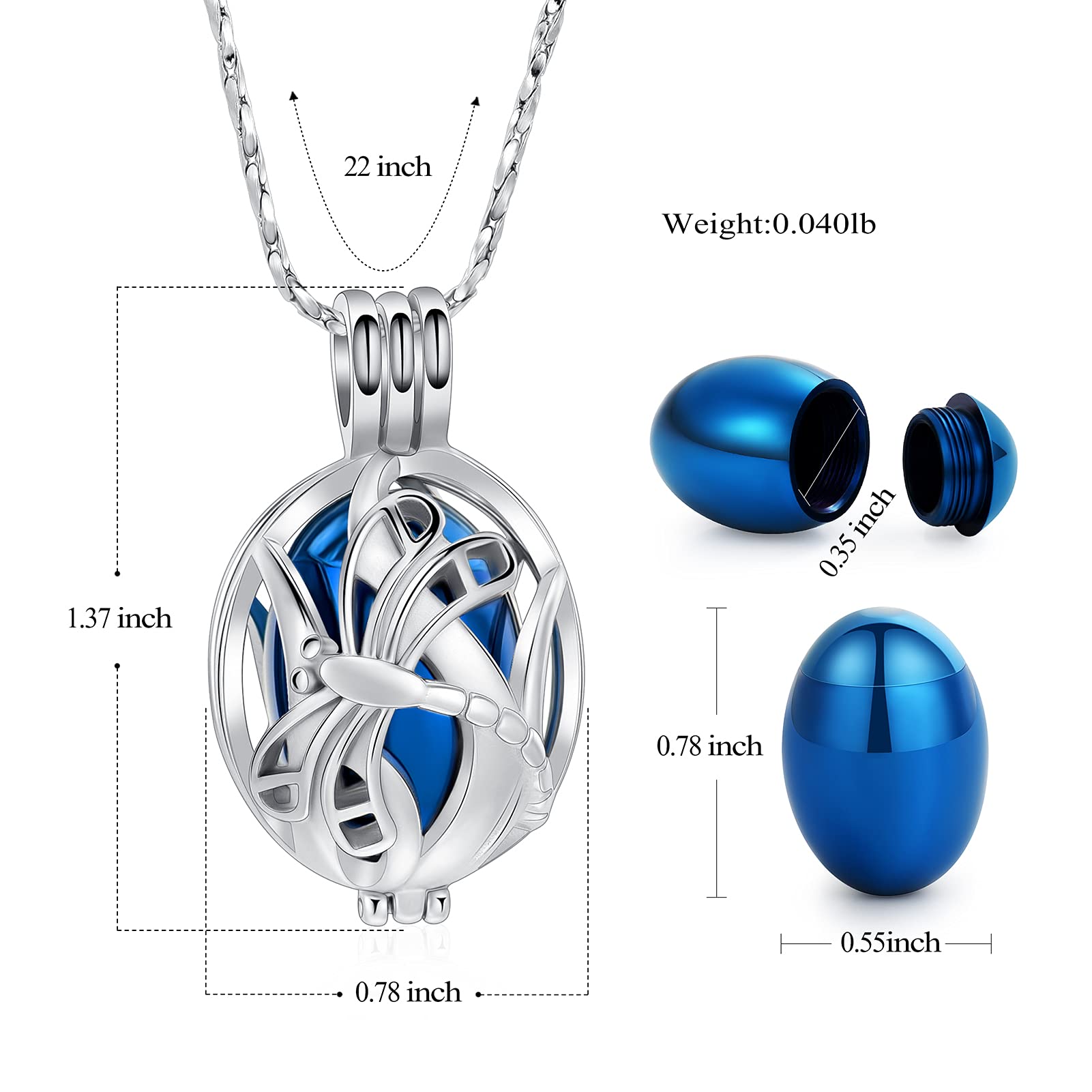 Imrsanl Cremation Jewelry Urn Pendant Necklace - Butterfly & Dragonfly Memorial Keepsake for Human & Pet Ashes - Perfect for Remembrance & Special Occasions