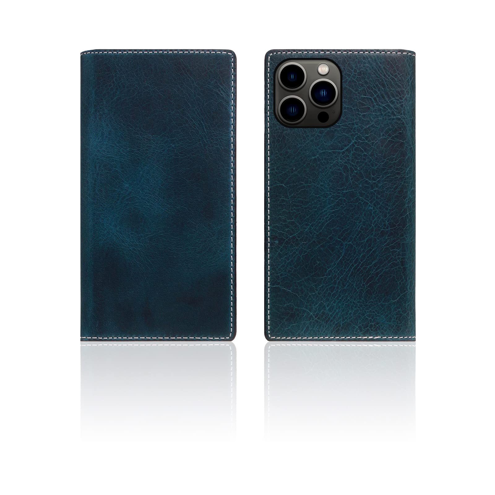 Premium Italian Wax Leather Wallet Case for iPhone 12 Pro Max - Handcrafted Genuine Leather Diary Style with Card Slots & Cash Pocket | Luxury Gift Box Included (Blue) | Perfect for Business Professionals & Daily Use