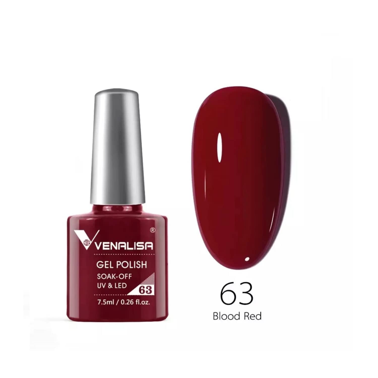 VENALISA #63 Soak Off UV LED Gel Nail Polish - 7.5ml Salon Quality Manicure Starter Kit for Nail Art - Long Lasting & Chip Resistant - Perfect for Home DIY & Professional Salon Use