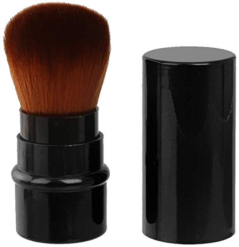 Gugzy Retractable Kabuki Brush for Makeup - Professional Face Powder, Foundation & Blush Brush (Black) | Perfect for Travel, On-the-Go Touch Ups & Everyday Makeup Application