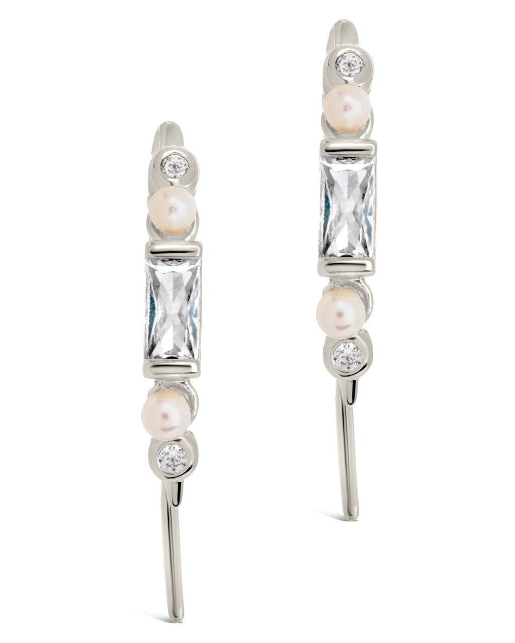 Nadia CZ & Pearl Threader Earrings for Women - Elegant Dangle Drop Earrings for Party, Wedding & Everyday Wear