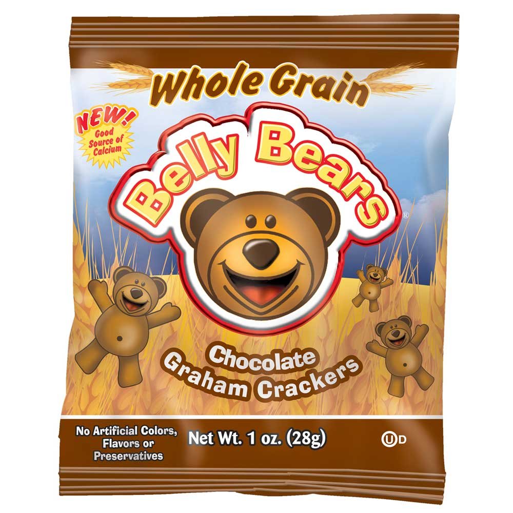 Readi Bake Whole Grain Belly Bears Chocolate Graham Crackers - 200 Count Bulk Pack | Healthy Snacks for Kids Lunchboxes, School Parties & Family Movie Nights