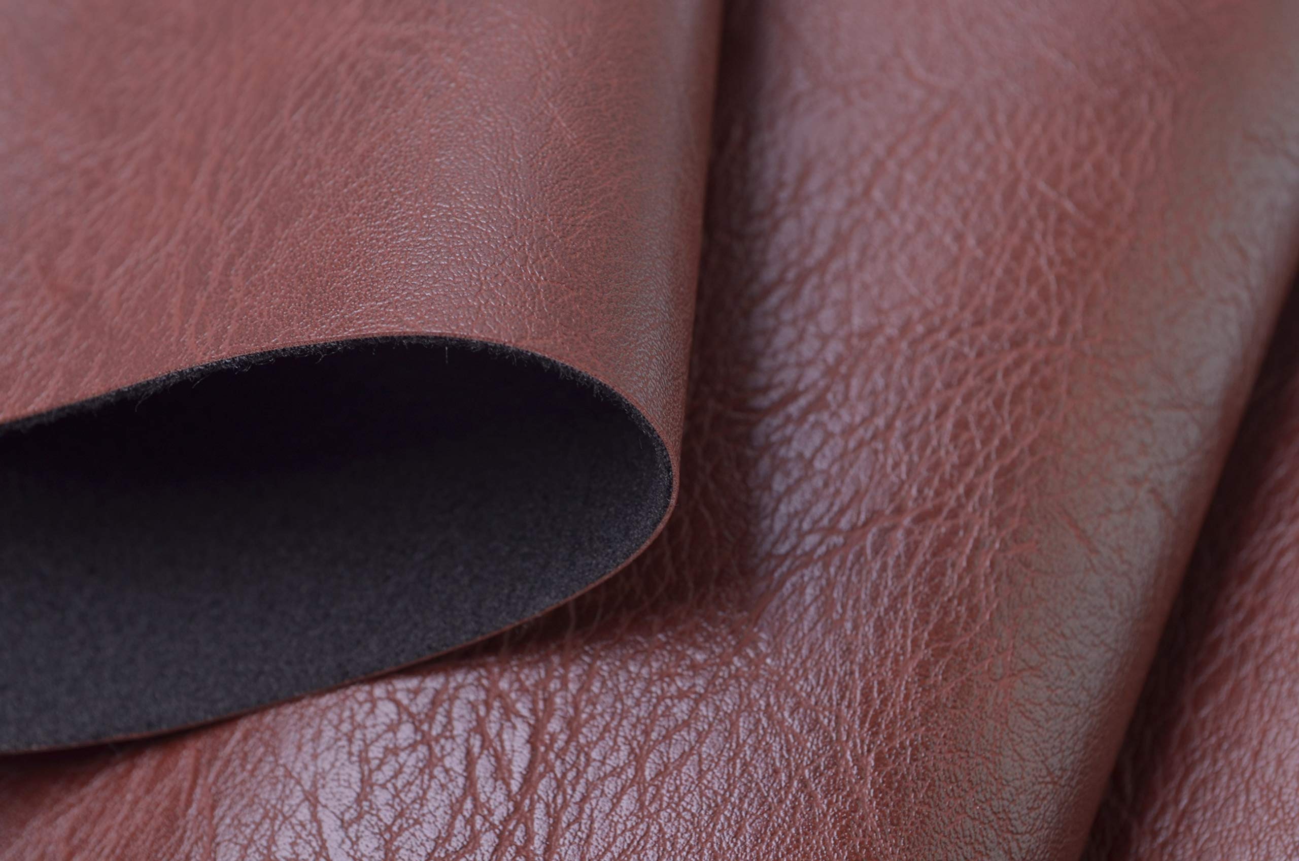 **5 Yards Thick Faux Leather Fabric - Soft Skin Grain PU Leather for Furniture Upholstery, Sofa Chairs, Cushions & DIY Projects (Red Brown) - Perfect for Home Decor, Reupholstering & Crafting**