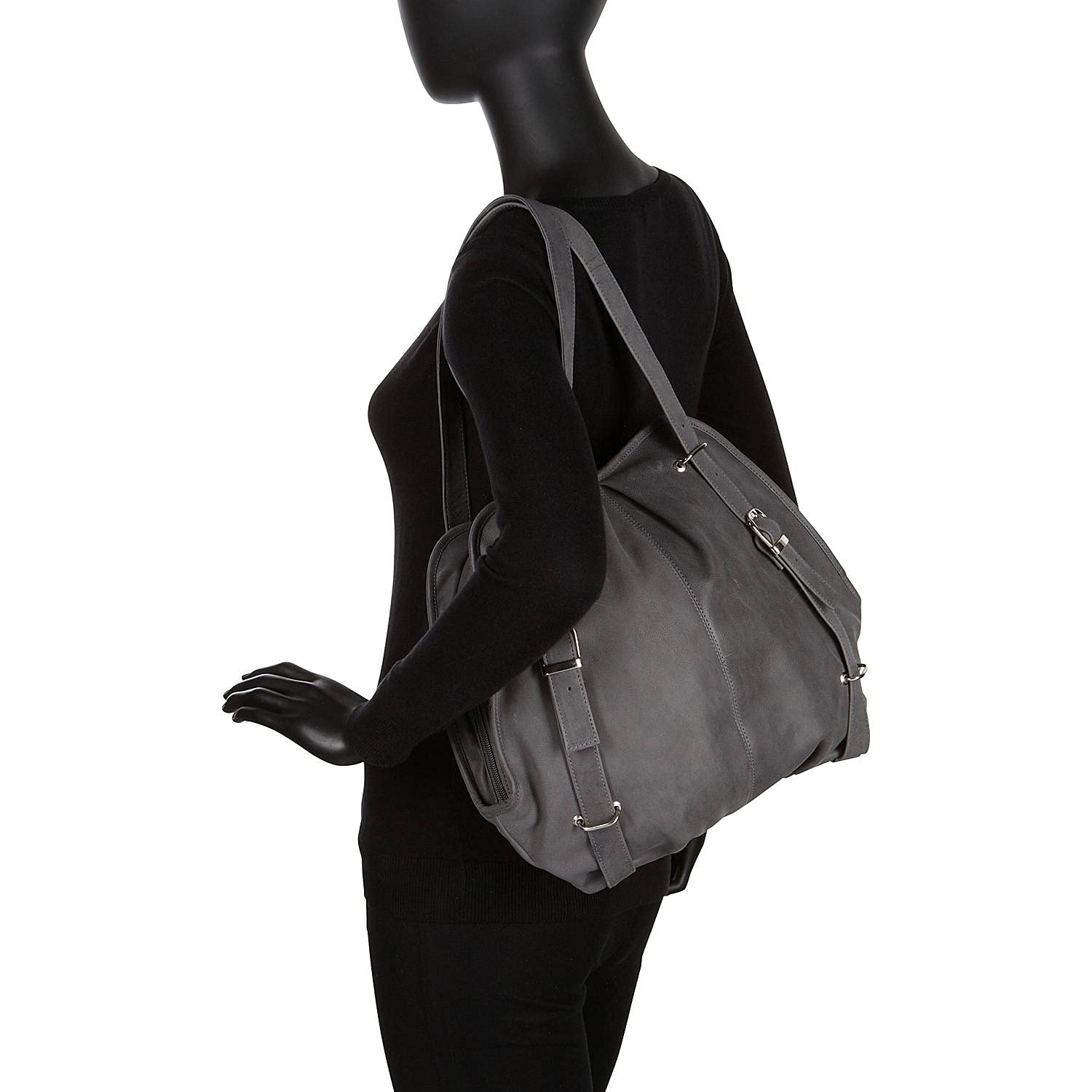 Convertible Buckle Backpack & Shoulder Bag - Adjustable Multi-Functional Travel Bag for Men & Women, Charcoal Gray, One Size - Perfect for Hiking, Commuting & Daily Use