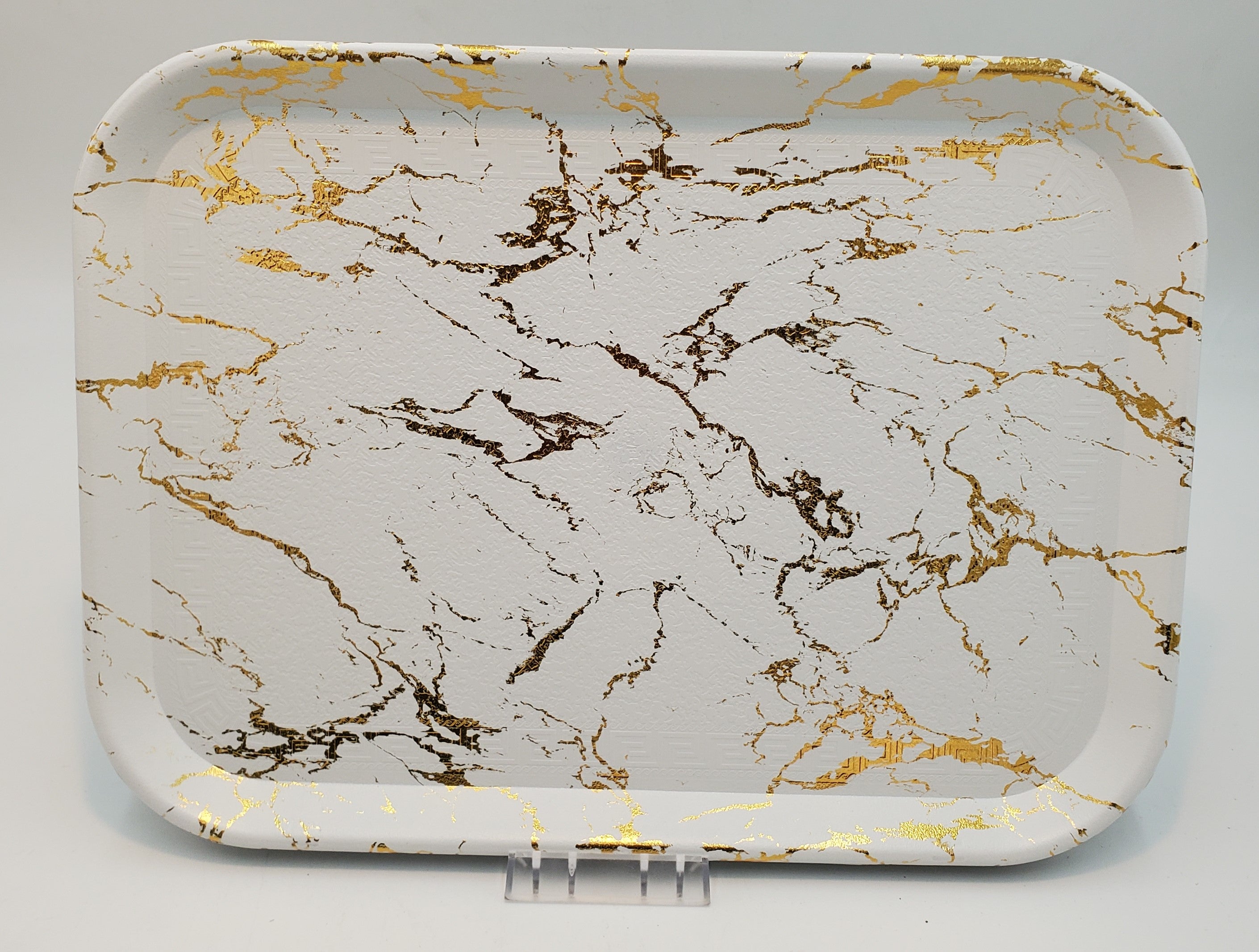16x11.75 Inch White & Gold Medium Serving Tray - Elegant Party Platter for Appetizers, Desserts, and Entertaining Guests