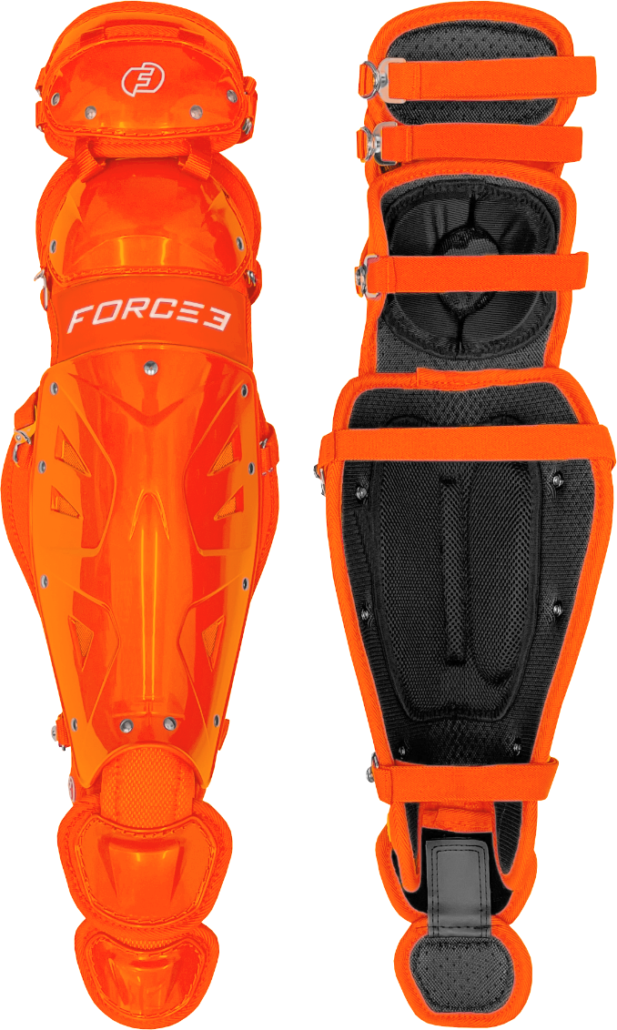 FORCE3 Defender Catcher Leg Guards - Best Baseball Catcher Shin Guards for Youth & Adults - Perfect for Training, Games & Competitive Play