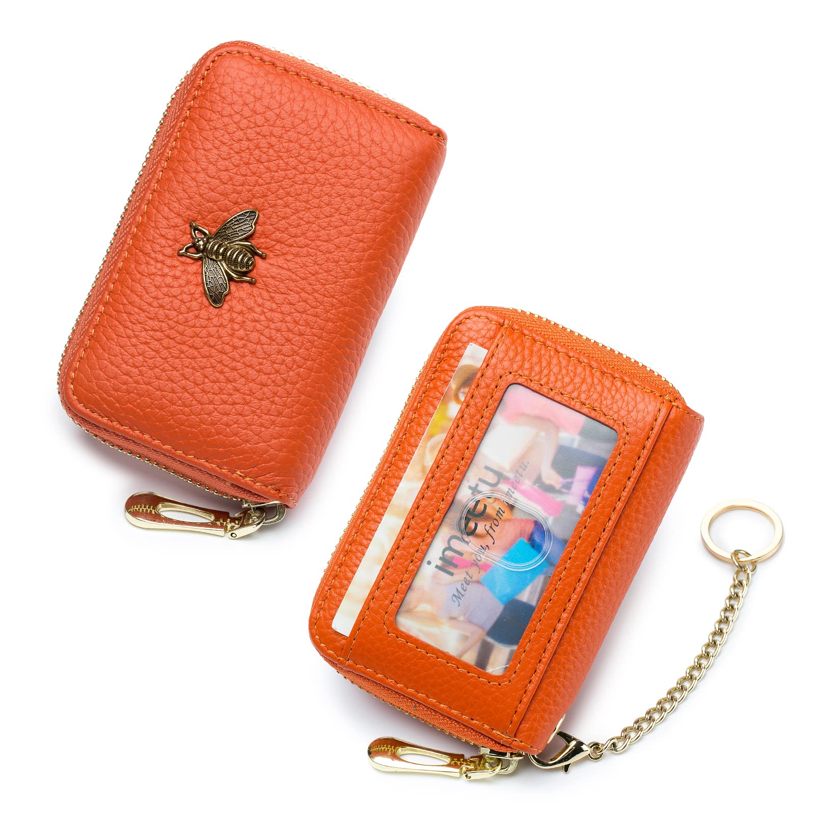 imeetu (2-Pack) RFID Blocking Credit Card Holder with Removable Keychain & ID Window - Secure Wallet for Travel, Work & Everyday Use