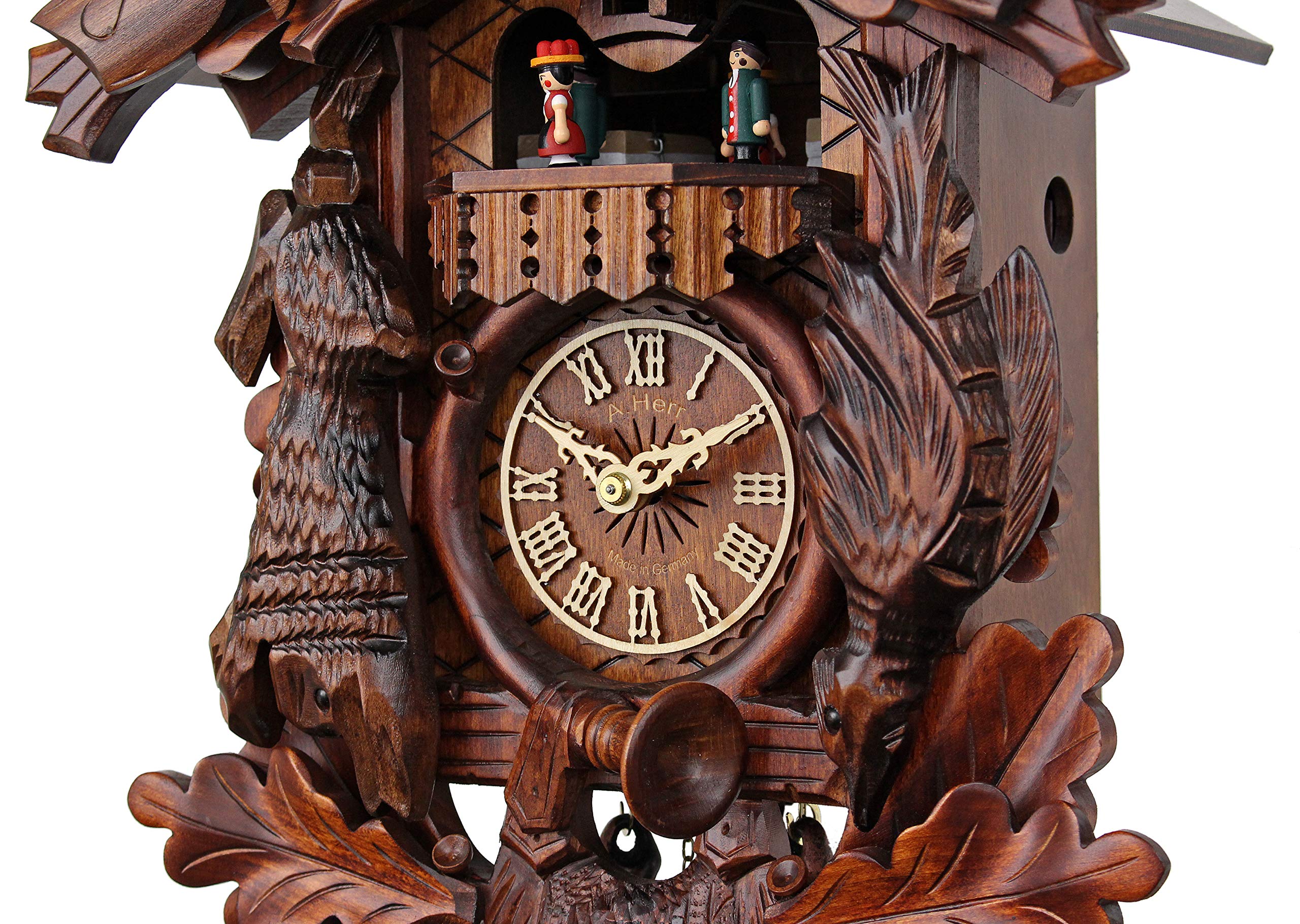 Handcrafted Cuckoo Clock - After The Hunt Scene with Moving Wooden Figures | Perfect for Home Decor & Gift Giving | Traditional German-Style Wall Clock for Living Room, Office & Cabin