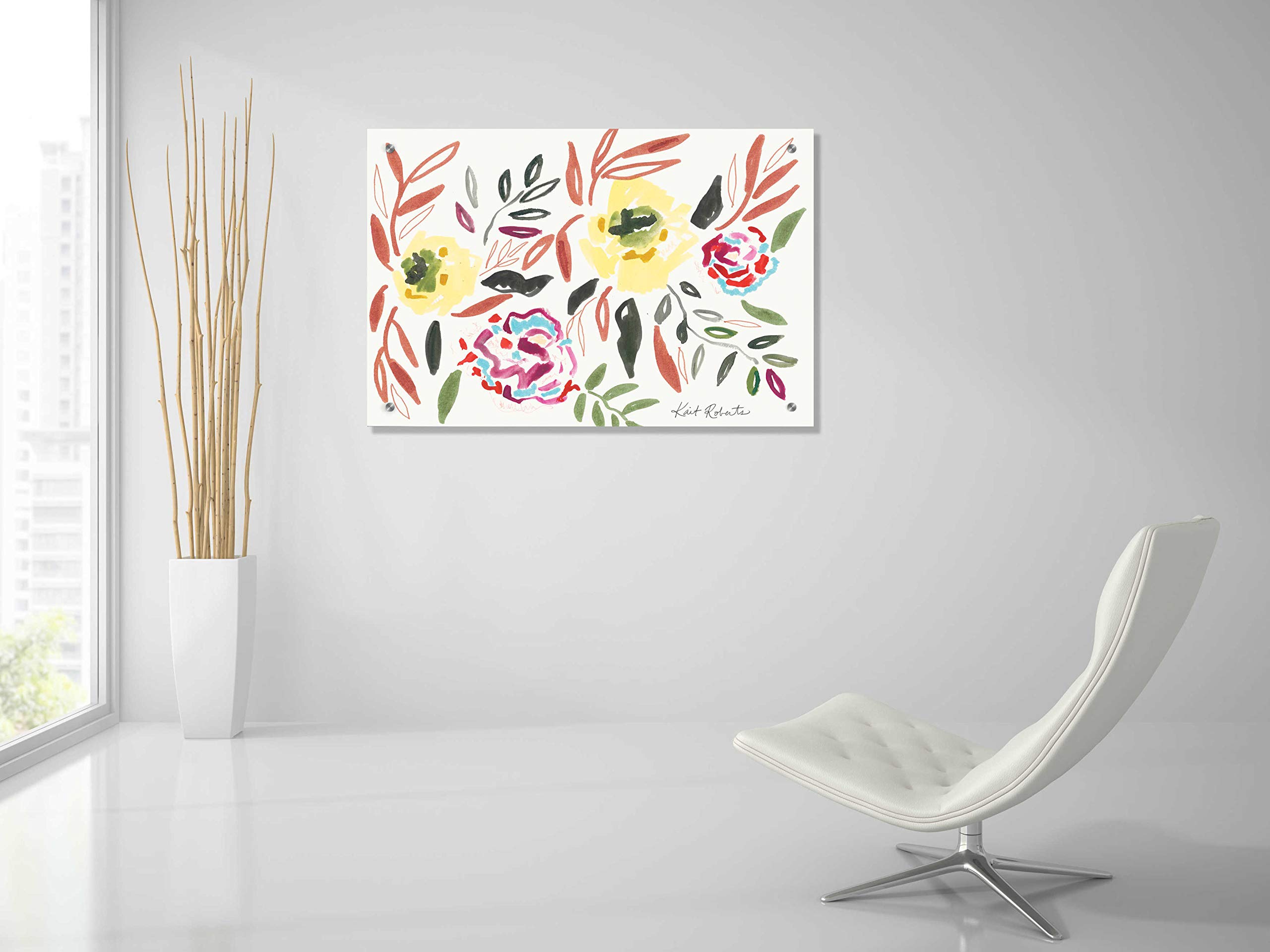 Epic Art 'Lipstick and Lemon' by Kait Roberts - 36x24 Inch Vibrant Acrylic Glass Wall Decor - Modern Abstract Painting for Living Room, Bedroom or Office Decor