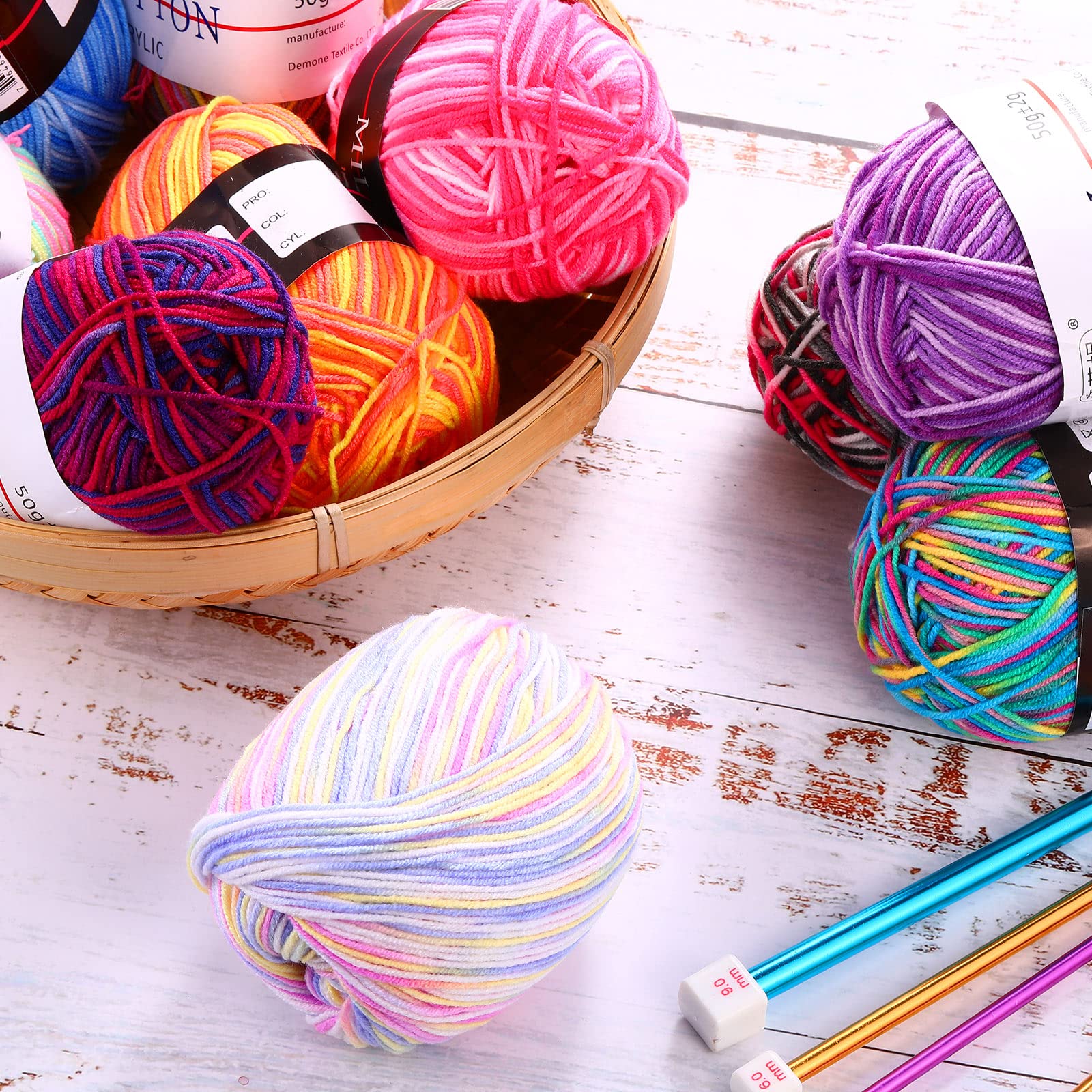 Fabbay 34 Rolls Soft Rainbow Milk Cotton Yarn for Crocheting & Knitting - DIY Craft Projects, Blankets, Scarves, Hats & Home Decor
