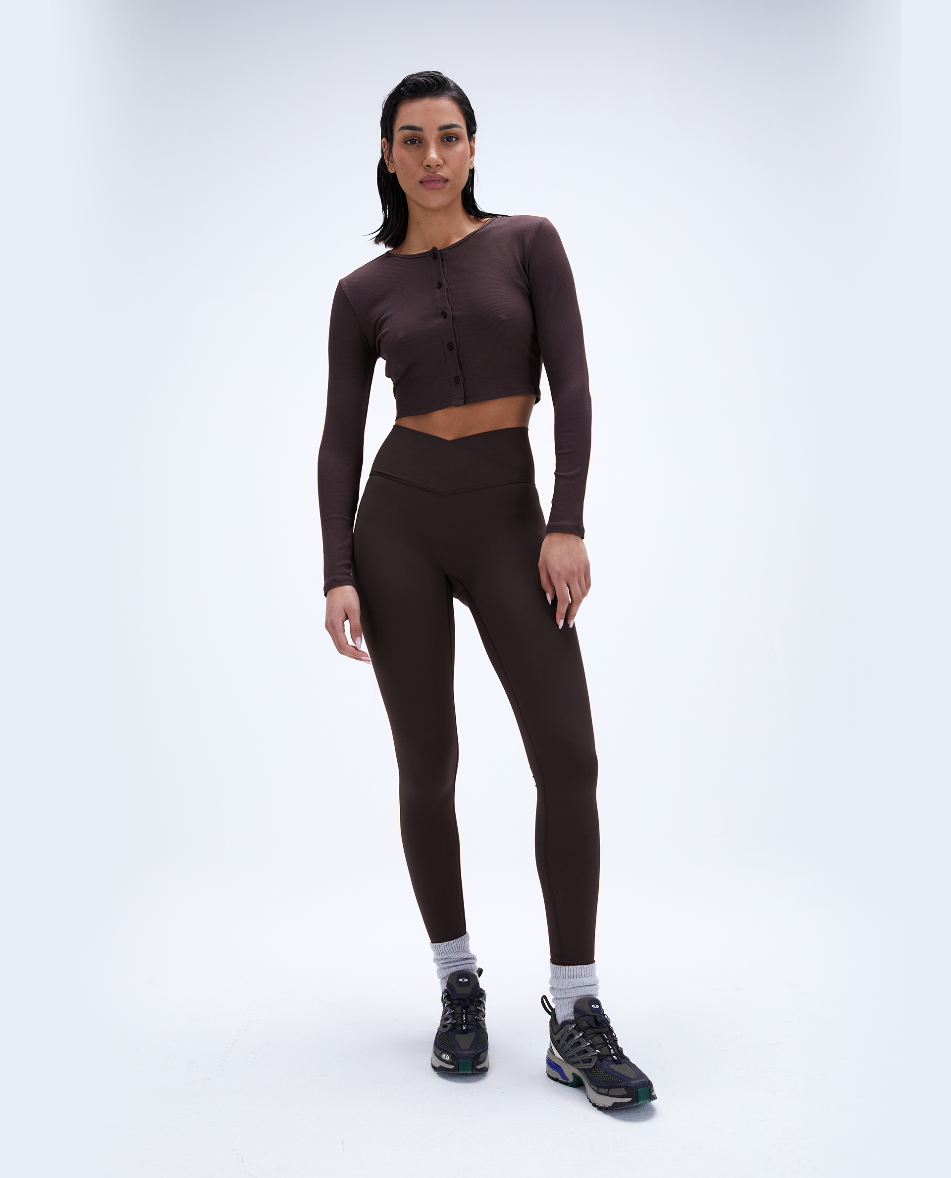 Ultimate Wrap Over Leggings - High Waisted Yoga Pants for Women, Comfortable Workout Leggings in Coffee Brown | Perfect for Yoga, Gym, Running & Lounge Wear
