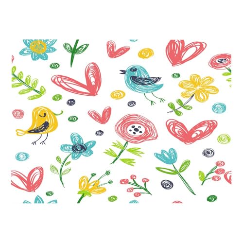 Colorful Flowers and Birds Love