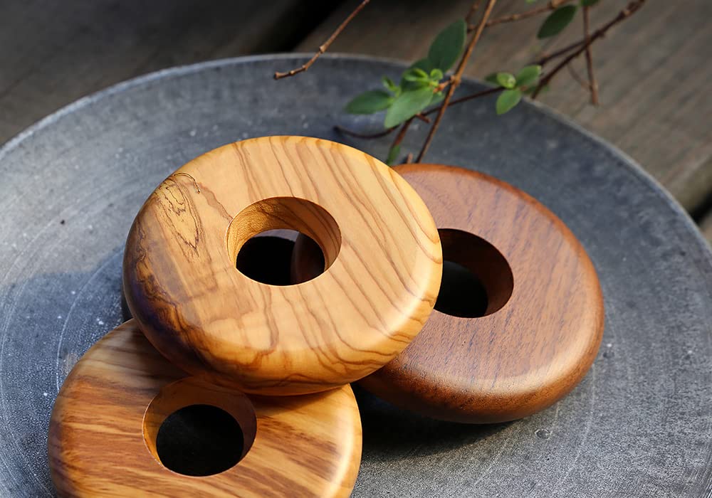 ATHIA Glass Pour Over Coffee Dripper Set with Reusable Cloth Filter & Leather Sleeve - Portable Single Cup Coffee Maker for Travel, Camping & Office Use (Olive Wood)
