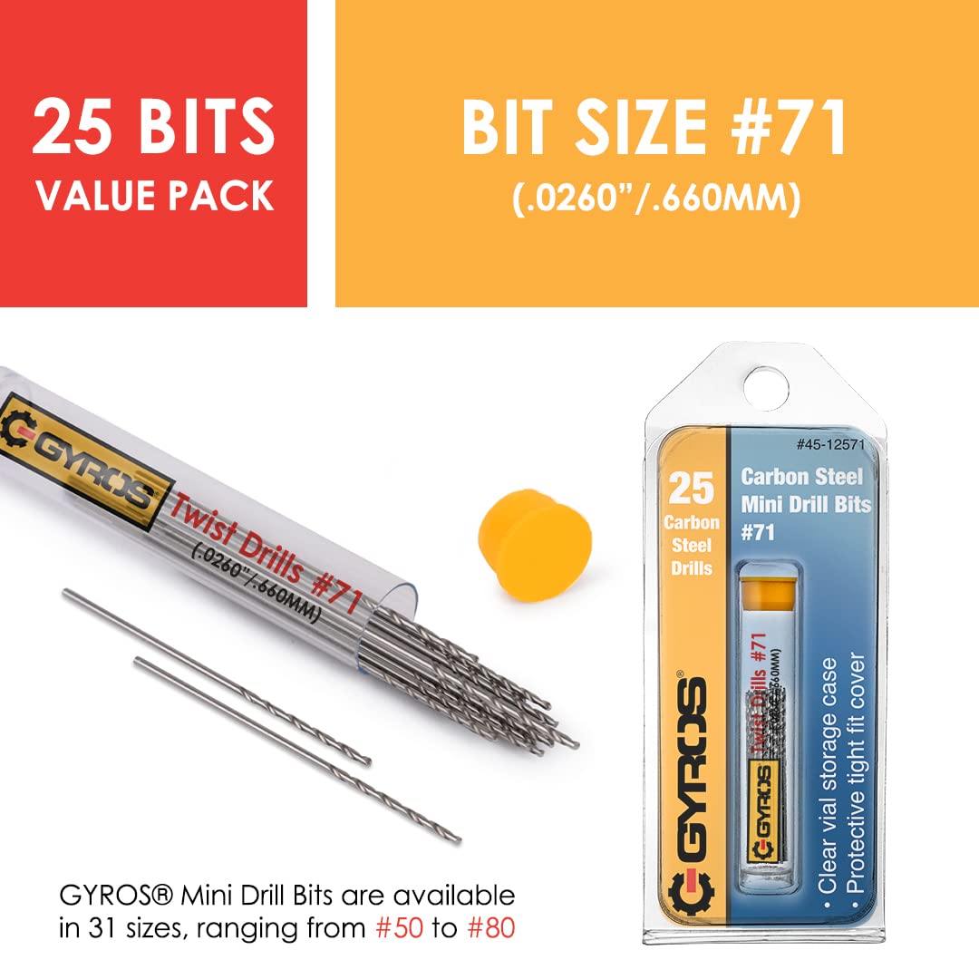 25-Piece #71 Micro Drill Bit Set - Carbon Steel Wire Gauge Mini Twist Drill Bits for Jewelry, Plastic, Resin & Soft Metal - Compatible with Pin Vise Hand Drill & Rotary Tools - Perfect for DIY Crafts, Model Making & Small Precision Drilling Projects