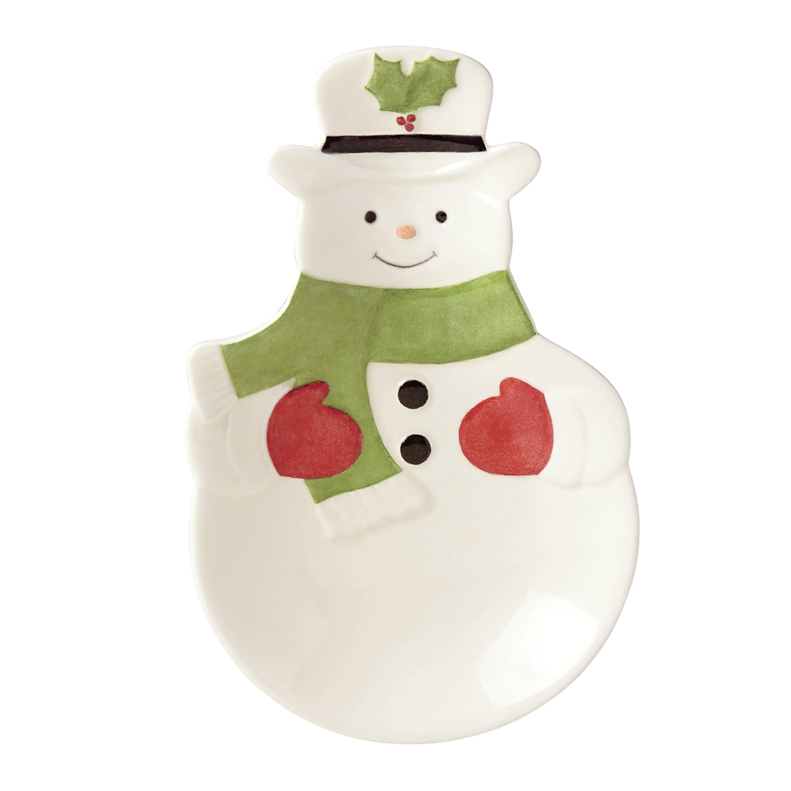 Lenox 882206 Holiday Snowman Spoon Rest - Christmas Kitchen Decor for Hosting & Entertaining - Perfect for Holiday Dinners, Cookie Baking & Festive Table Settings
