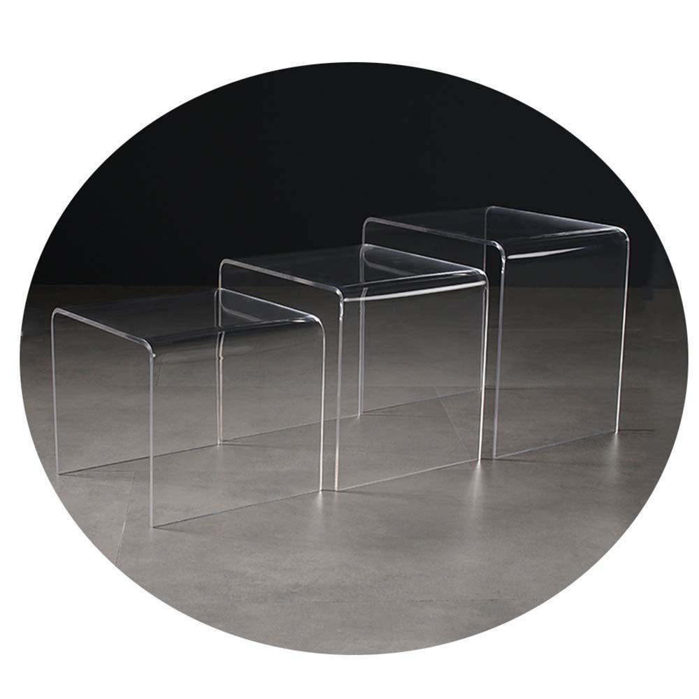 Modern Glass Coffee Table Set - 3-Piece Transparent Nesting Tables for Living Room, Office & Dorm Decor | Stylish Side Tables for Small Spaces with Tempered Glass Top | Perfect for Coffee, Books & Display