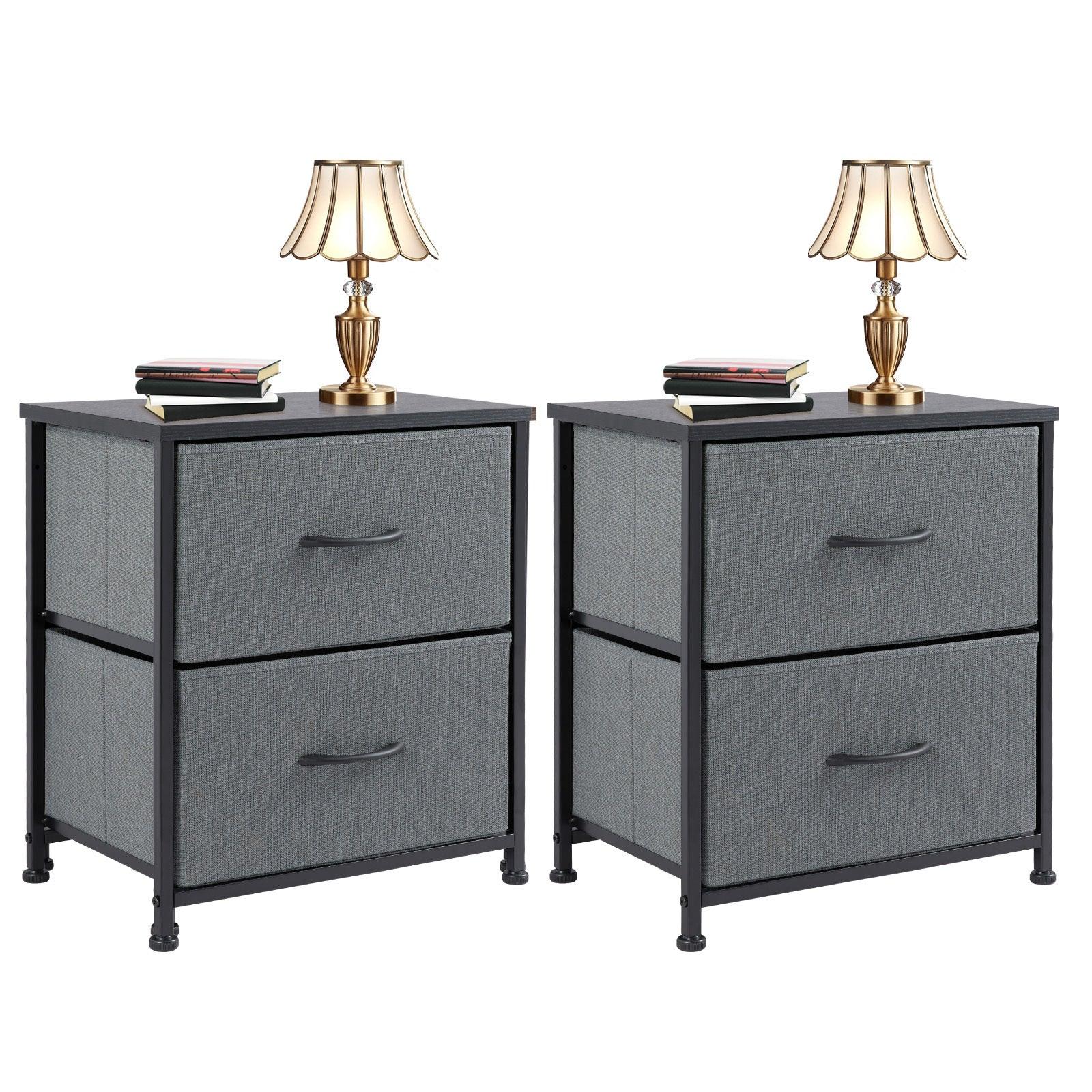 Modern Gray Dresser with Metal Frame & Wood Top - 2 Pack Set for Bedroom, Living Room, or Office Storage Organization