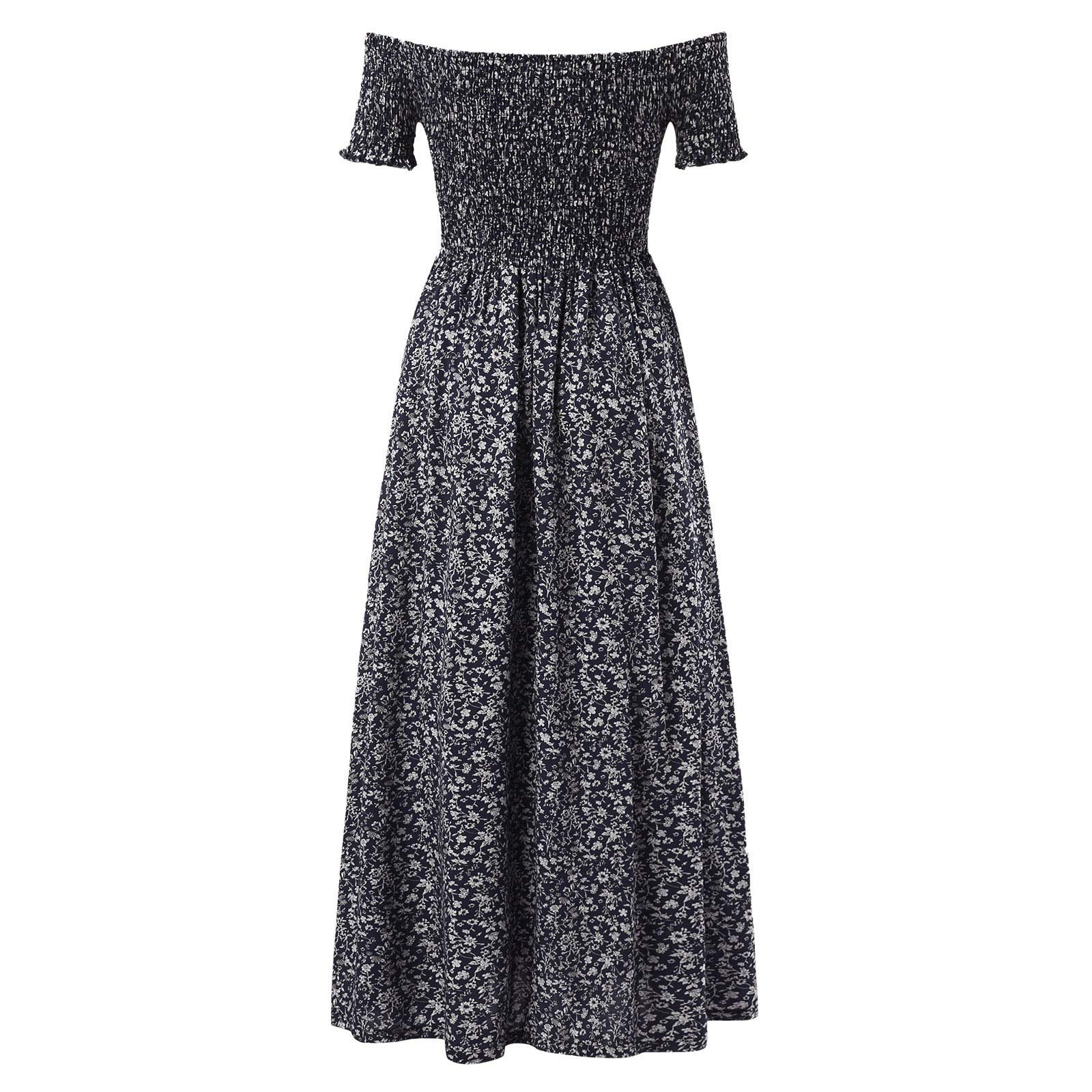 Plus Size Bohemian Floral Print Maxi Dress for Women - Sexy Off Shoulder Sundress with High Slit | Perfect for Beach Vacations, Summer Parties & Boho Chic Outfits