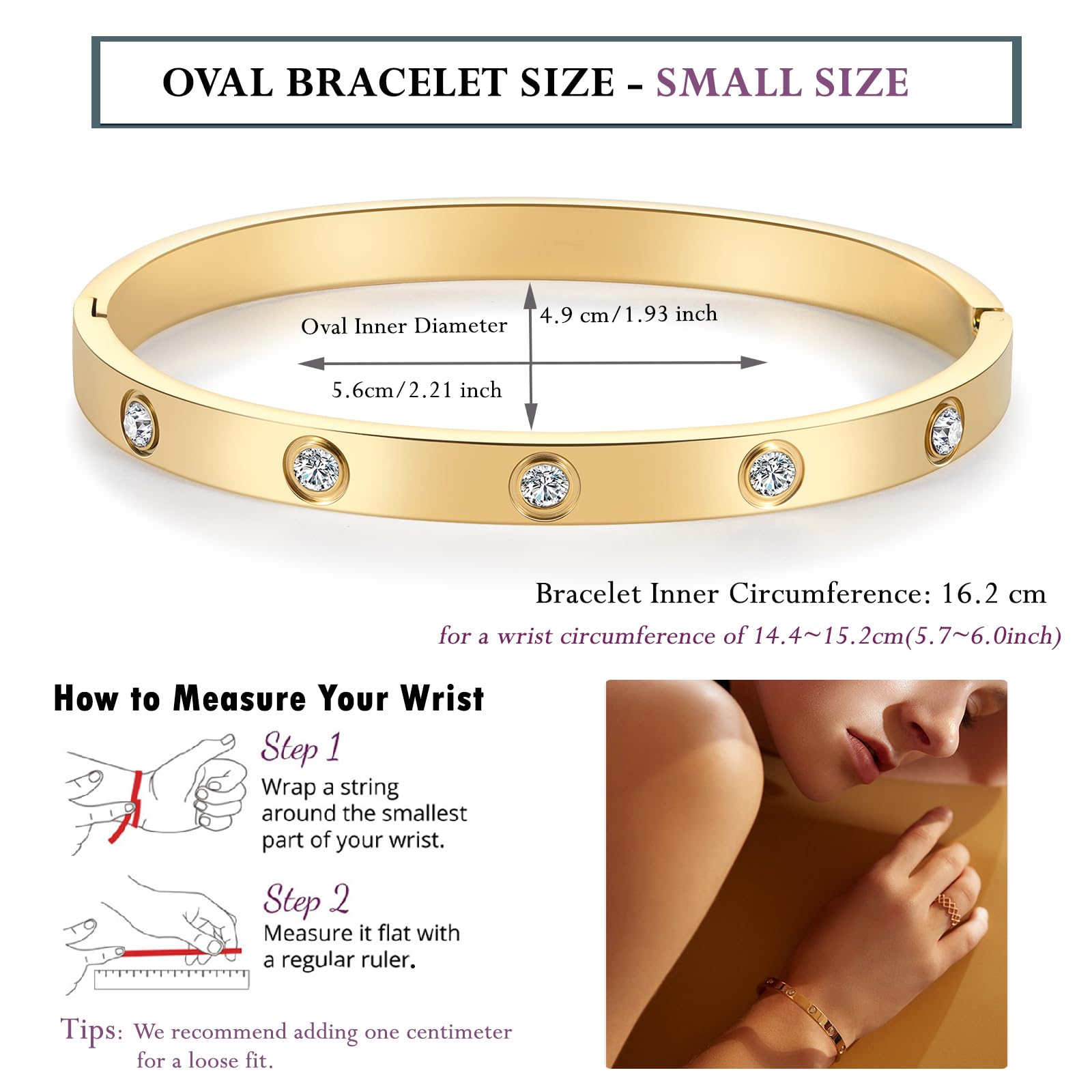 Elegant Gold Bracelets for Women - Friendship & Love Bangle with Cubic Zirconia, Stainless Steel Jewelry - Perfect Birthday Gift & Stocking Stuffer for Her - Ideal for Anniversaries, Valentine's Day & Special Occasions