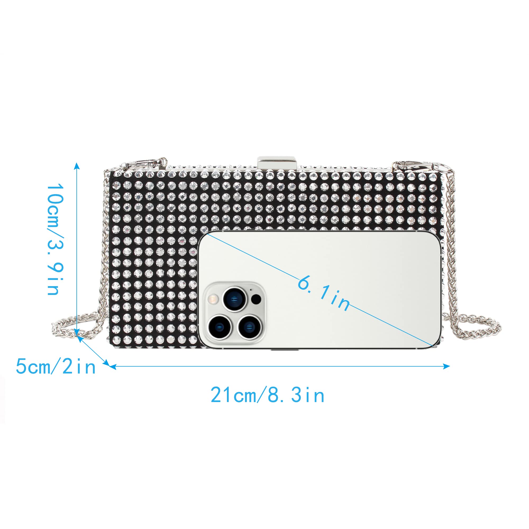 LABANCA Women's PU Leather Crossbody Bag with Chain Strap, Rivet Studded & Crystal Rhinestone Accents - Stylish Shoulder Purse for Parties, Dating & Daily Use