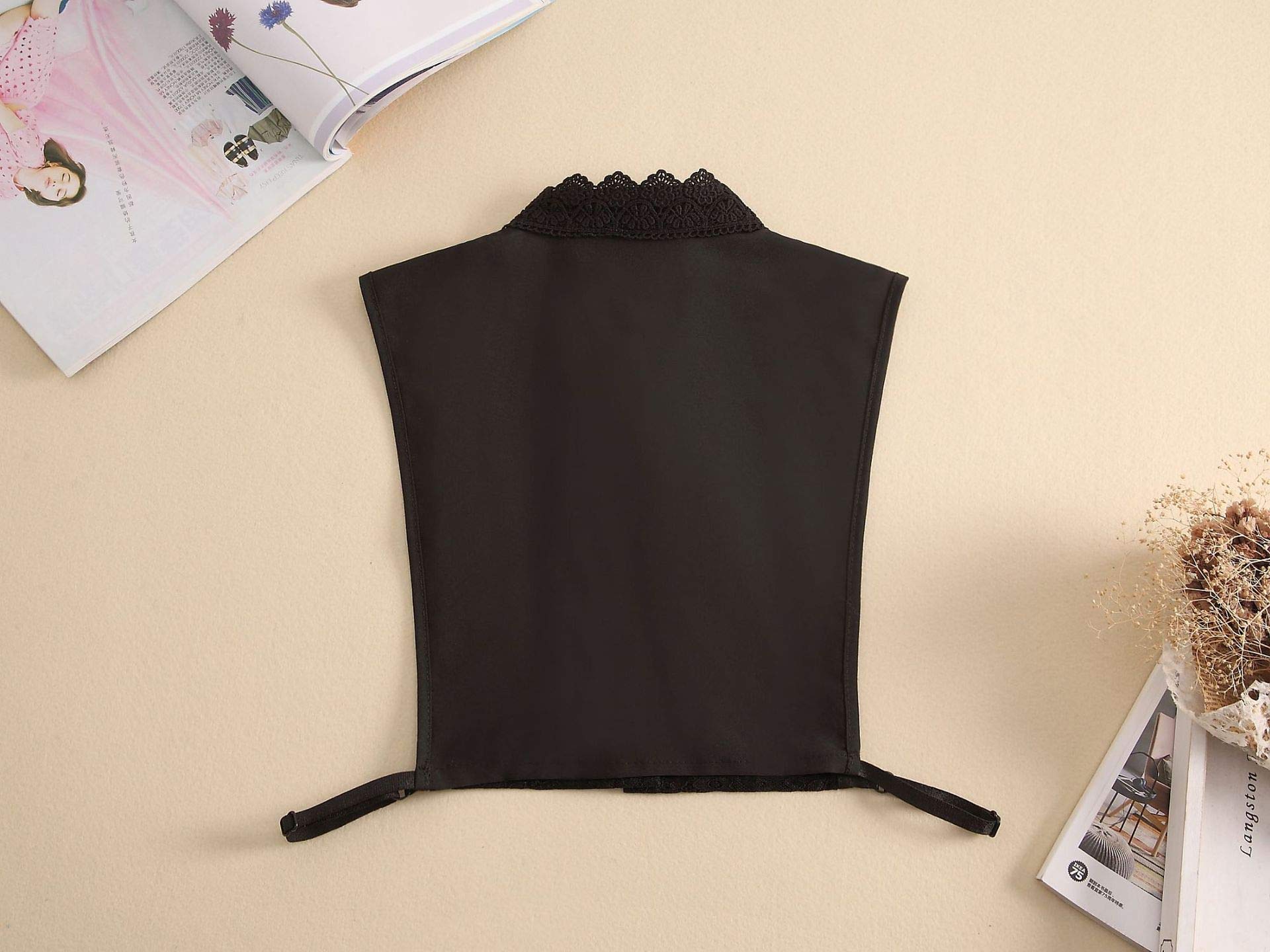 Detachable Pointed Collar Classic Fake Blouse for Women - Office Work Dickey Top Shirt (Black) | Perfect for Professional Attire, Business Meetings & Formal Occasions