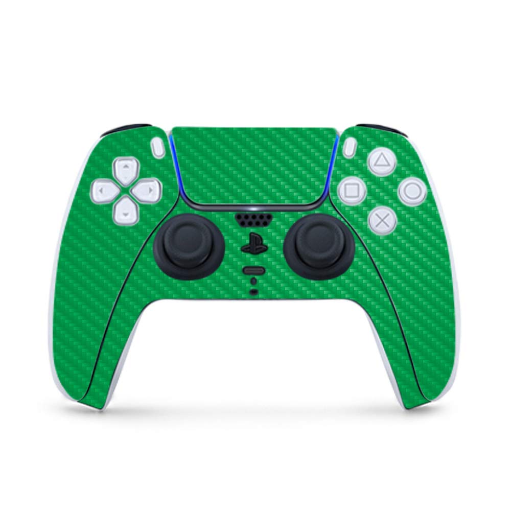 Premium Carbon Fiber Gaming Skin for PS5 Controller - Solid Green | Durable Textured Finish | Easy to Apply & Remove | Made in USA | Perfect for Gaming Enthusiasts & Custom Console Protection