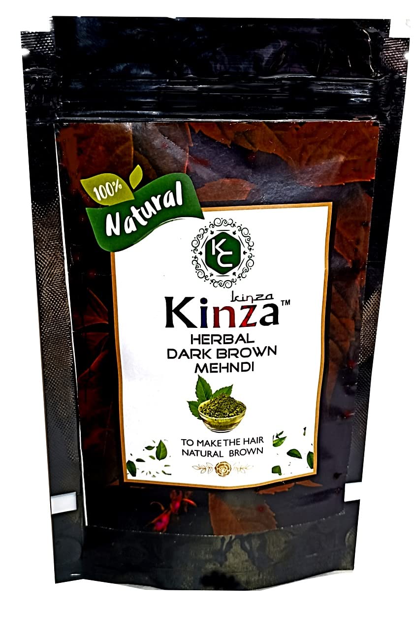 Kinza Herbal Dark Brown Henna Natural Hair Dye - 100% Pure & Chemical-Free (100g) | Safe Hair Coloring for Men & Women | Perfect for At-Home Hair Treatment & Gray Coverage