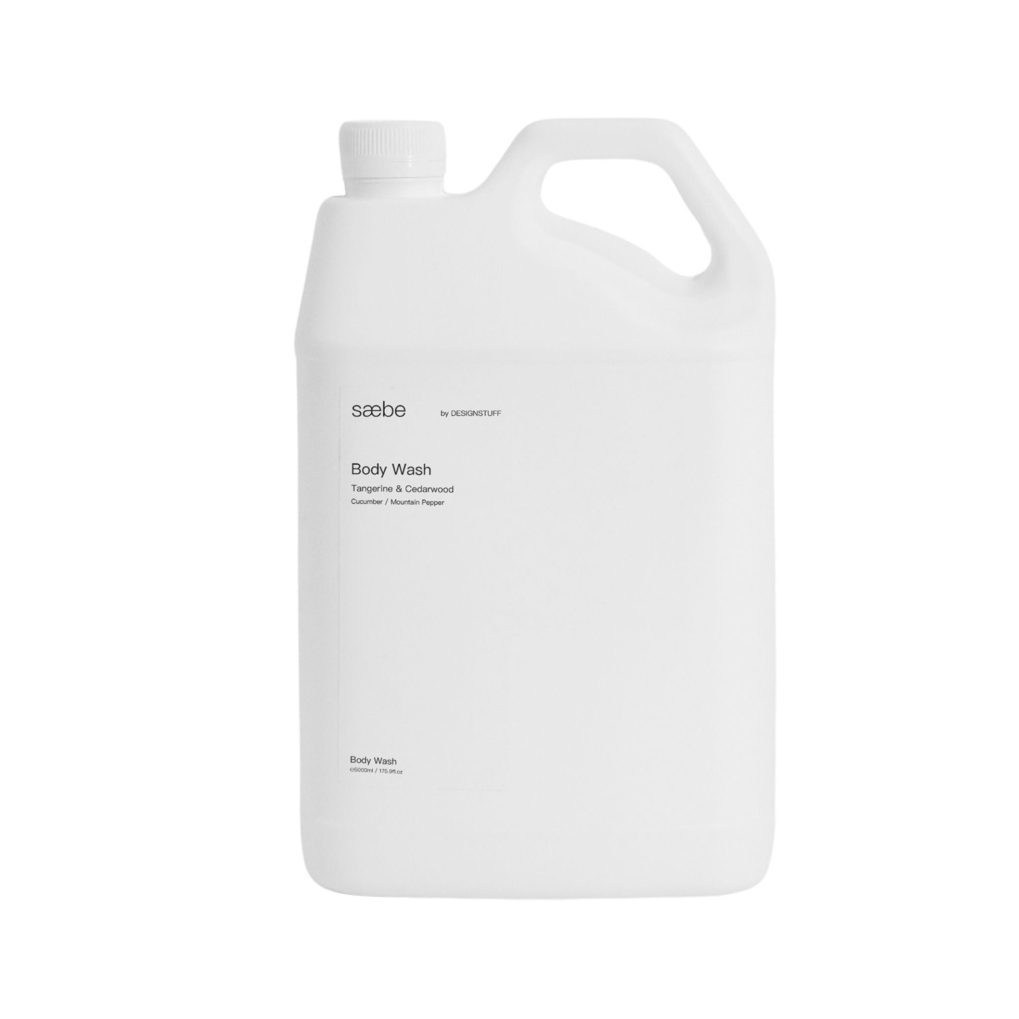 DESIGNSTUFF Saebe Body Wash Refill - 5L Bulk Size, Tangerine & Cedarwood Scent, Natural Ingredients for Sensitive Skin | Perfect for Spas, Gyms & Eco-Friendly Homes
