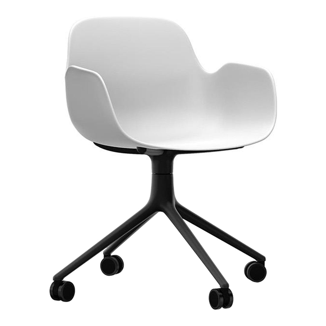 Modern Form Armchair with 4-Wheel Swivel Base - Ergonomic Office Chair for Home & Workspace - Perfect for Desks, Living Rooms, and Study Areas
