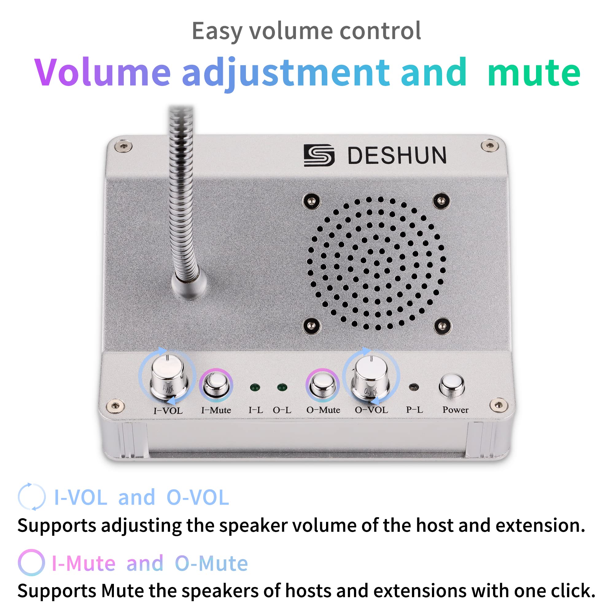 DESHUN Dual-Way Window Intercom System with Microphone & Speakers - Clear Communication Solution for Banks, Offices, Hospitals, Train Stations, Restaurants & Ticket Counters - Perfect for Secure Transactions & Customer Service