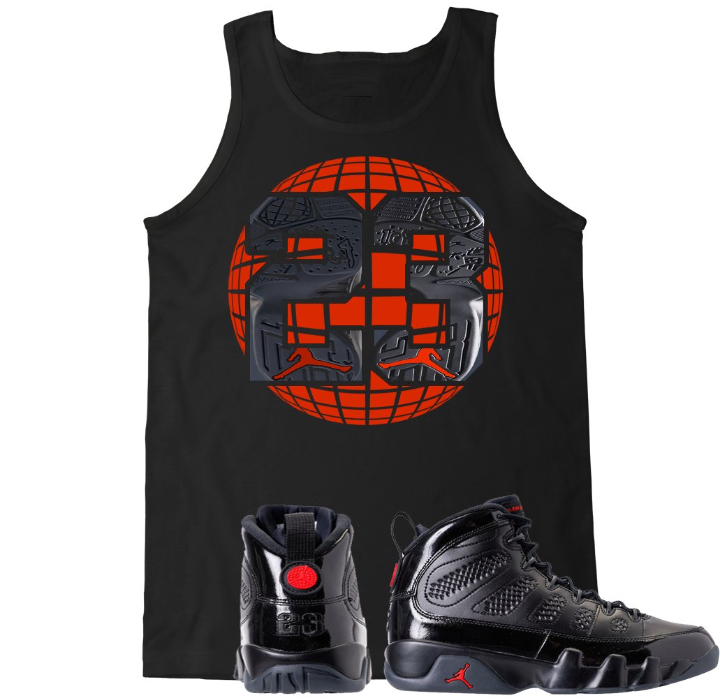 FTD Apparel Men's Retro 9 23 Globe Graphic Tank Top - Vintage Basketball Style Muscle Shirt for Gym, Streetwear & Summer Outfits