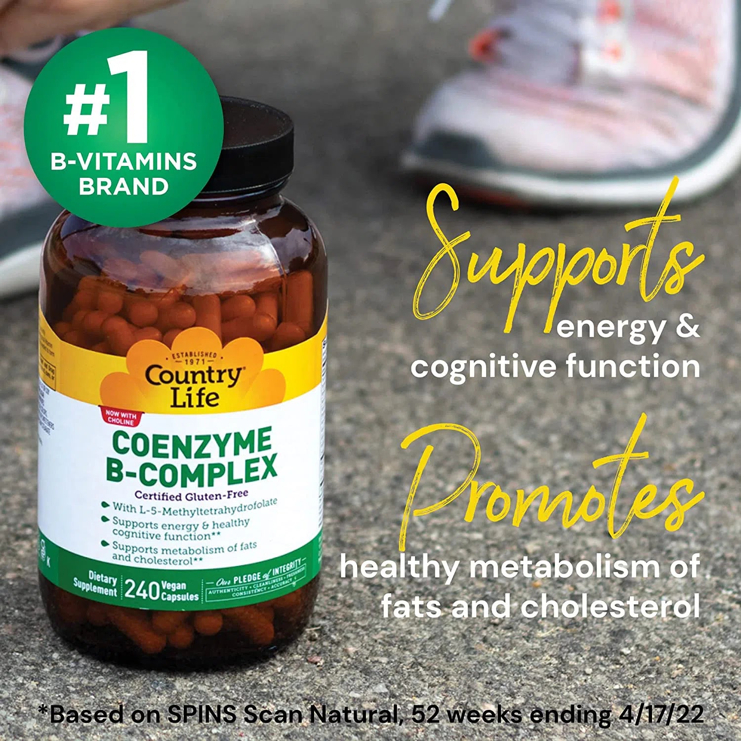 Country Life Coenzyme B Complex Supplement - Vegan, Non-GMO, Energy & Metabolism Support - Perfect for Active Lifestyles & Daily Wellness