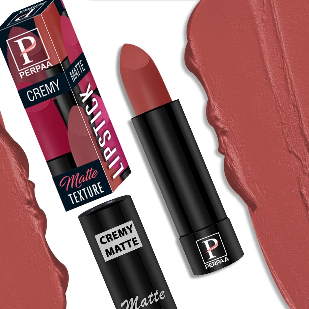 PERPAA Creamy Matte Lipstick - Long Lasting, Smudge Proof, One Swipe Application - 3.5g Each - Set of 2 (Red Bloom, Rust Orange) - Perfect for Everyday Wear, Date Night & Special Occasions