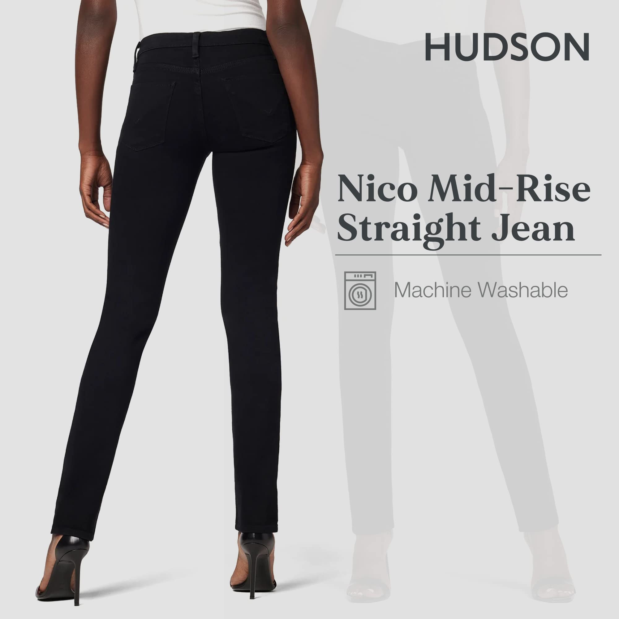 HUDSON Women's Nico Midrise Straight Leg Jean - Comfortable & Stylish Denim Pants for Everyday Wear | Perfect for Work, Casual Outings & Weekend Errands