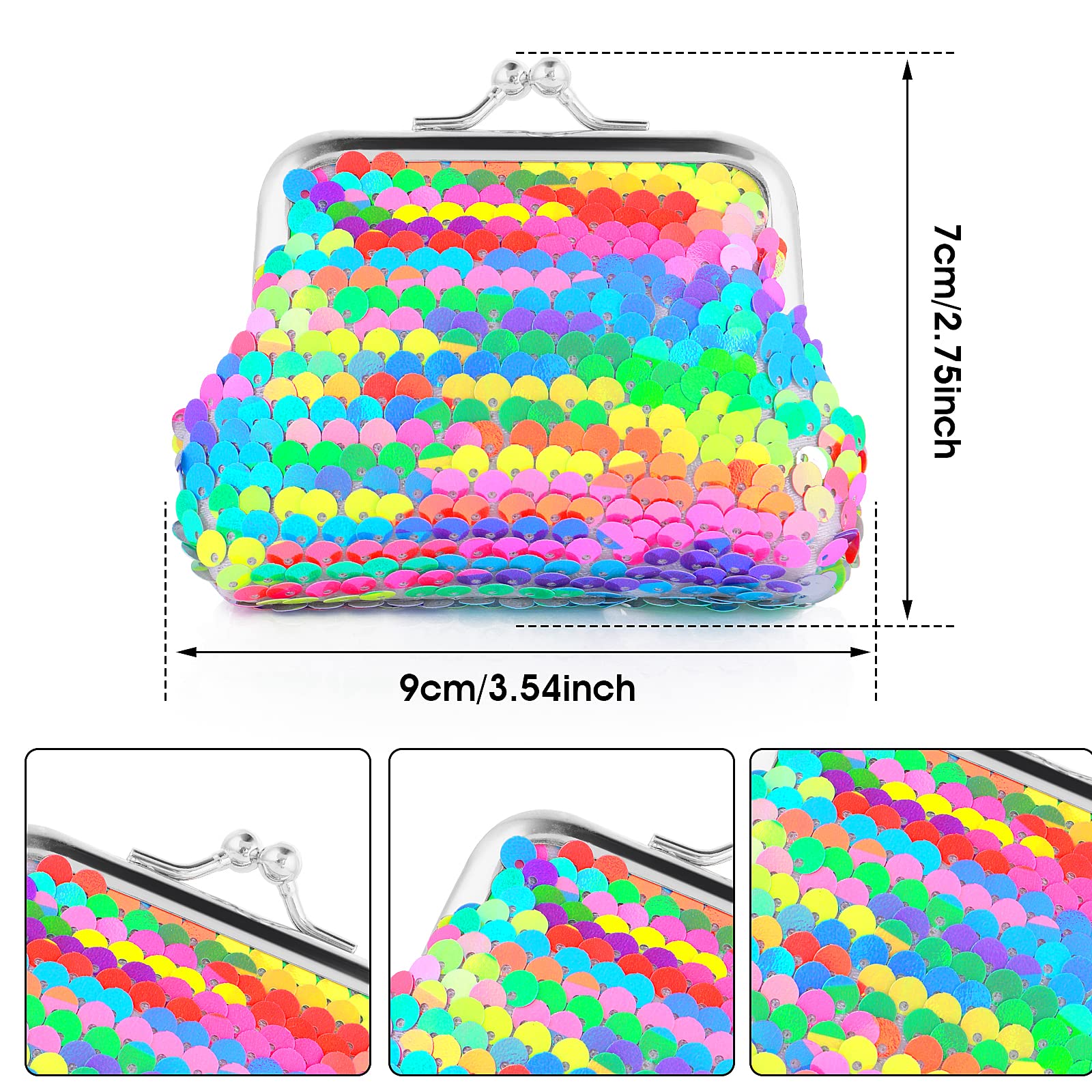 Prasacco 2 Pack Reversible Sequin Coin Purses - Colorful Mini Wallet with Kiss-Lock Closure for Women, Girls & Kids - Perfect for Parties, Gifts & Everyday Use