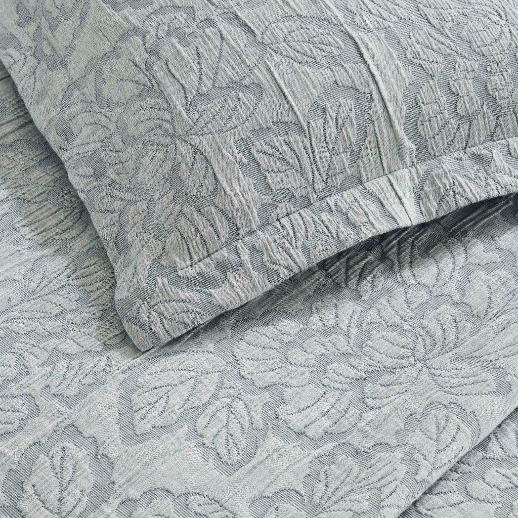 Hibiscus Cotton Medium Weight Matelasse Woven Bedspread and Sham Set - Queen Size, Floral Design, Soft & Breathable - Perfect for Master Bedroom, Guest Room, or Vacation Home Decor